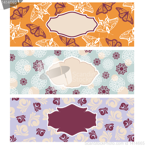 Image of set of cute floral banners