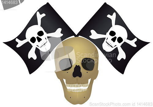 Image of Skull with the crossed flags.