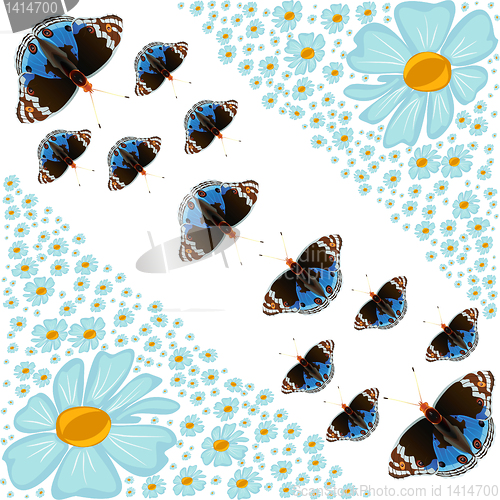 Image of Abstract flowers and butterflies.