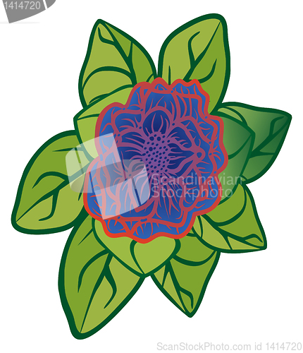 Image of Abstract flower with leaves.