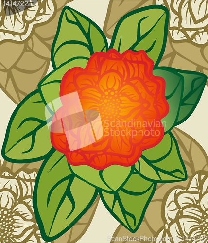 Image of Seamless pattern abstract flower with leaves.