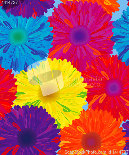 Image of Seamless pattern flower, raster illustration.