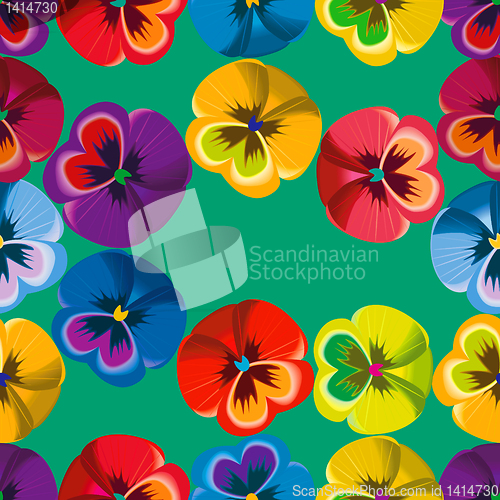 Image of Seamless pattern violet flowers, raster illustration.