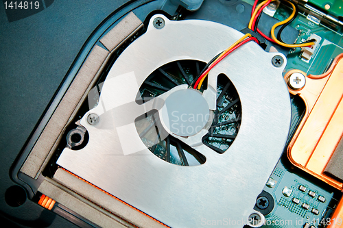 Image of Notebook's motherboard with cooler 