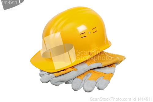 Image of  helmet of the builder, it is isolated on white
