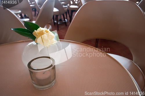 Image of leather chairs and wooden tables