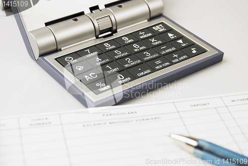 Image of Calculator, Check, Ballpen