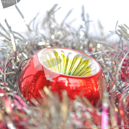 Image of Christmas bauble and tinsel