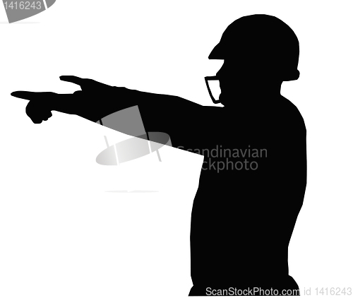 Image of Silhouette American Football Quarterback Instructing 