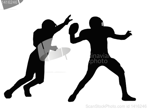 Image of Silhouette American Football Quarterback and Defender 