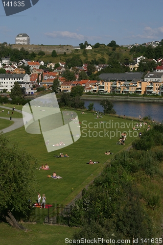 Image of Sun baders in Trondheim