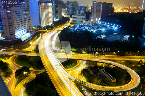 Image of Highway at night in modern city