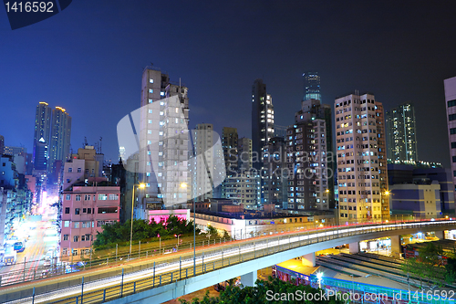 Image of megacity traffic and highway at night