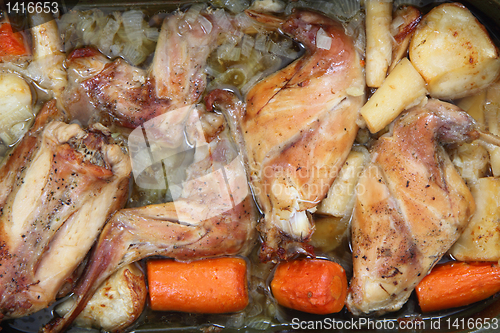 Image of roasted rabbit meat background