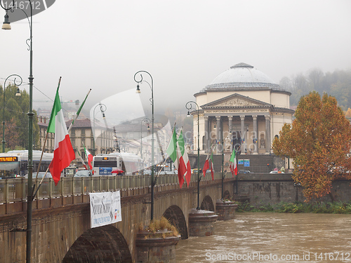 Image of River Po flood in Turin, Piedmont, Italy