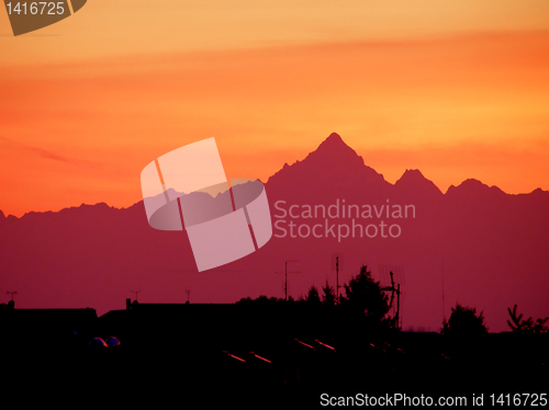 Image of Mountain sunset skyline