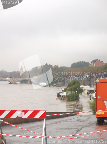 Image of River Po flood in Turin, Piedmont, Italy