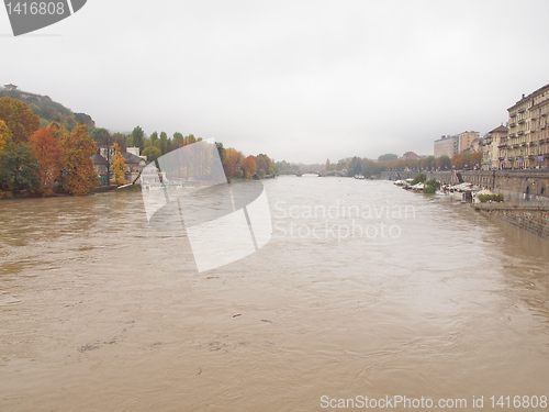 Image of River Po flood in Turin, Piedmont, Italy