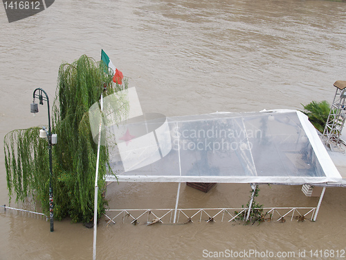 Image of River Po flood in Turin, Piedmont, Italy