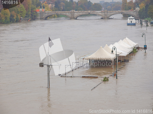 Image of River Po flood in Turin, Piedmont, Italy