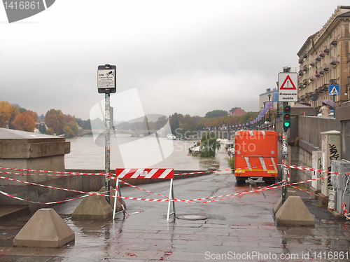 Image of River Po flood in Turin, Piedmont, Italy