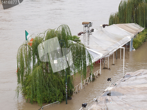 Image of River Po flood in Turin, Piedmont, Italy