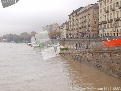 Image of River Po flood in Turin, Piedmont, Italy