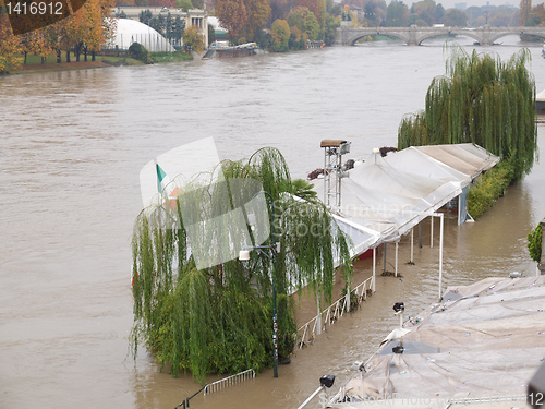 Image of River Po flood in Turin, Piedmont, Italy