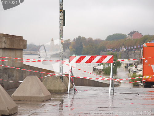 Image of River Po flood in Turin, Piedmont, Italy