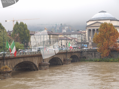 Image of River Po flood in Turin, Piedmont, Italy