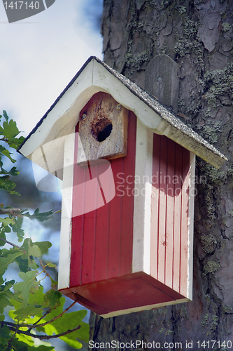 Image of A Bird House in a forest 