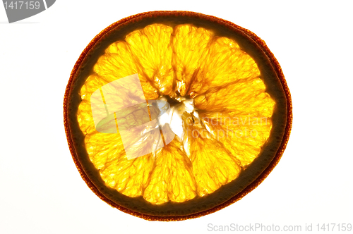 Image of dried orange slices isolated on white background 