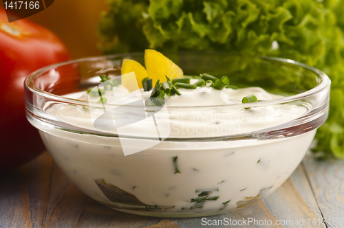 Image of Delicious cream cheese with chives and vegetables