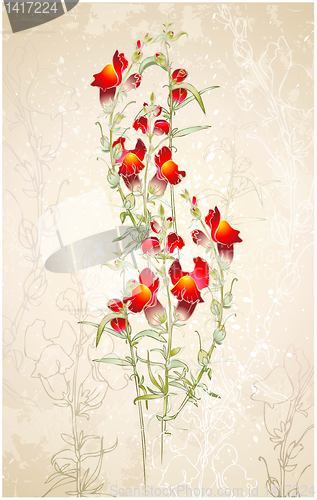 Image of Greeting card with bouquet a flowers. 