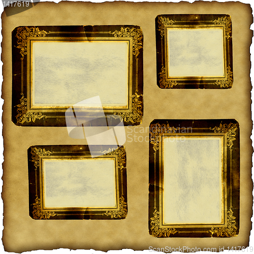 Image of vintage scrapbook old paper with frames 