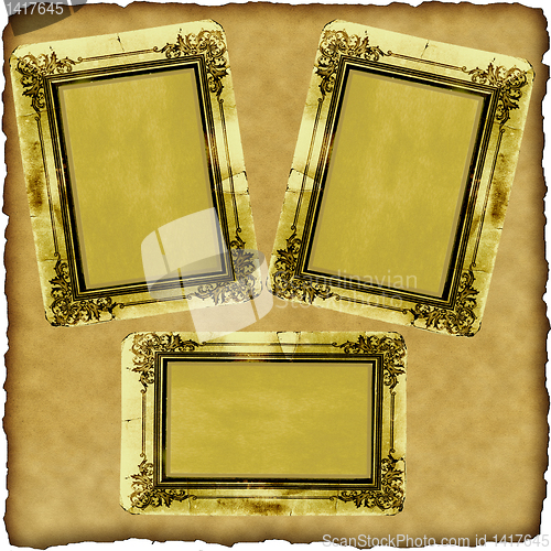 Image of vintage scrapbook old paper with frames 