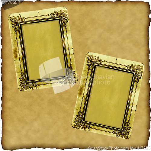 Image of vintage scrapbook old paper with frames 
