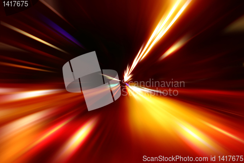 Image of abstract acceleration speed motion on night road