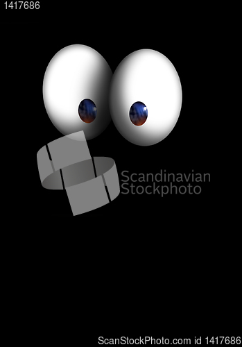 Image of eyes bulging cartoon character in the dark