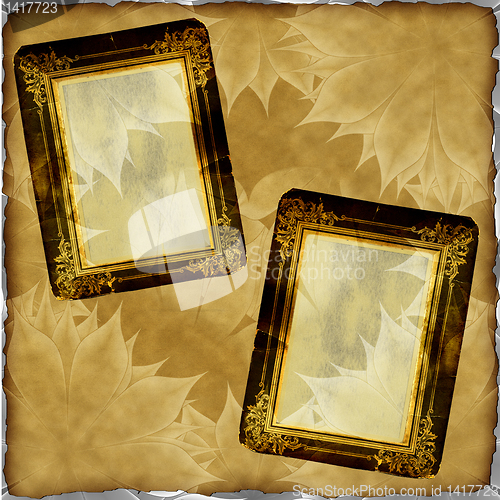 Image of vintage scrapbook old paper with frames 