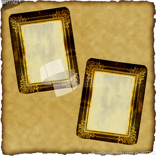 Image of vintage scrapbook old paper with frames 