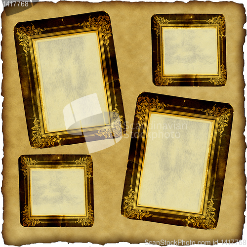 Image of vintage scrapbook old paper with frames 