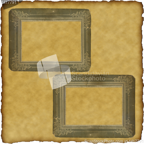 Image of vintage scrapbook old paper with frames 