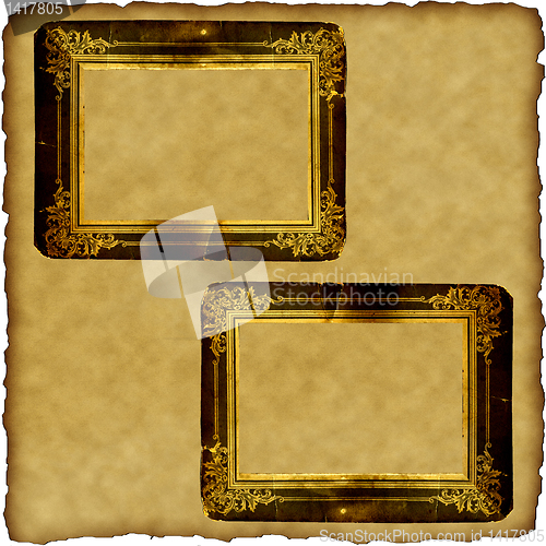 Image of vintage scrapbook old paper with frames 