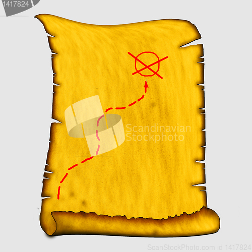 Image of treasure map to an ancient scroll