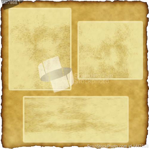 Image of vintage scrapbook old paper with frames 