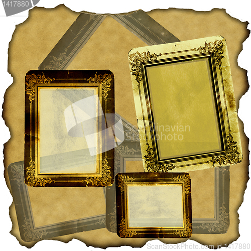 Image of vintage scrapbook old paper with frames 