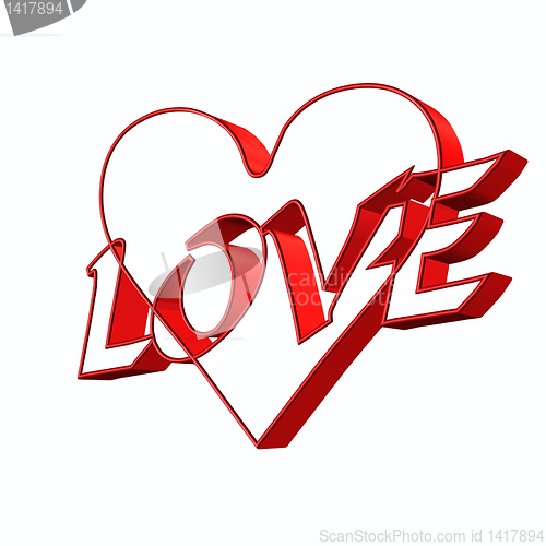Image of love and heart illustration on valentine's day
