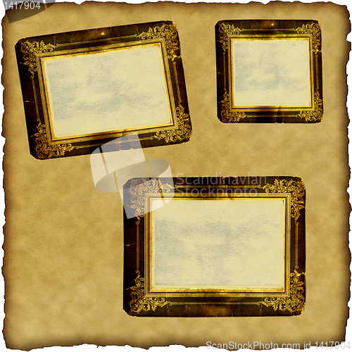 Image of vintage scrapbook old paper with frames 