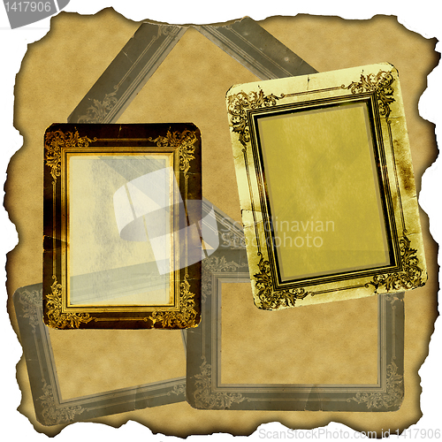 Image of vintage scrapbook old paper with frames 